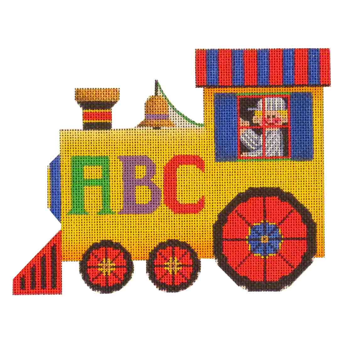 Hand Painted Needlepoint Trains